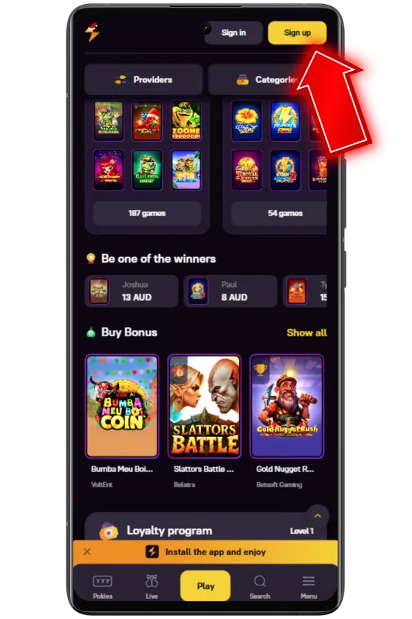 Click Sign Up button