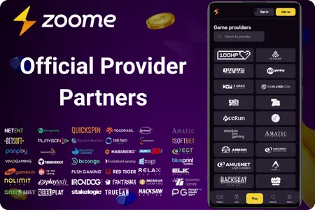 Official Provider Partners in Zoome Casino