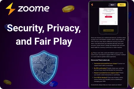 Security, Privacy, and Fair Play in Zoome Casino